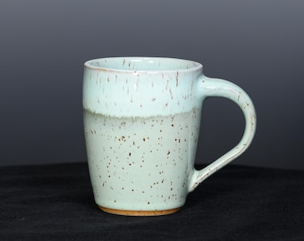 Handmade Pottery 12 oz  Coffee Mug, Ceramic  Tea Cup - Speckled Sea Green Glaze