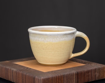 Handmade Ceramic Soup Mug with Handle, Buttercream Glaze, Pottery Bowl, 24 oz