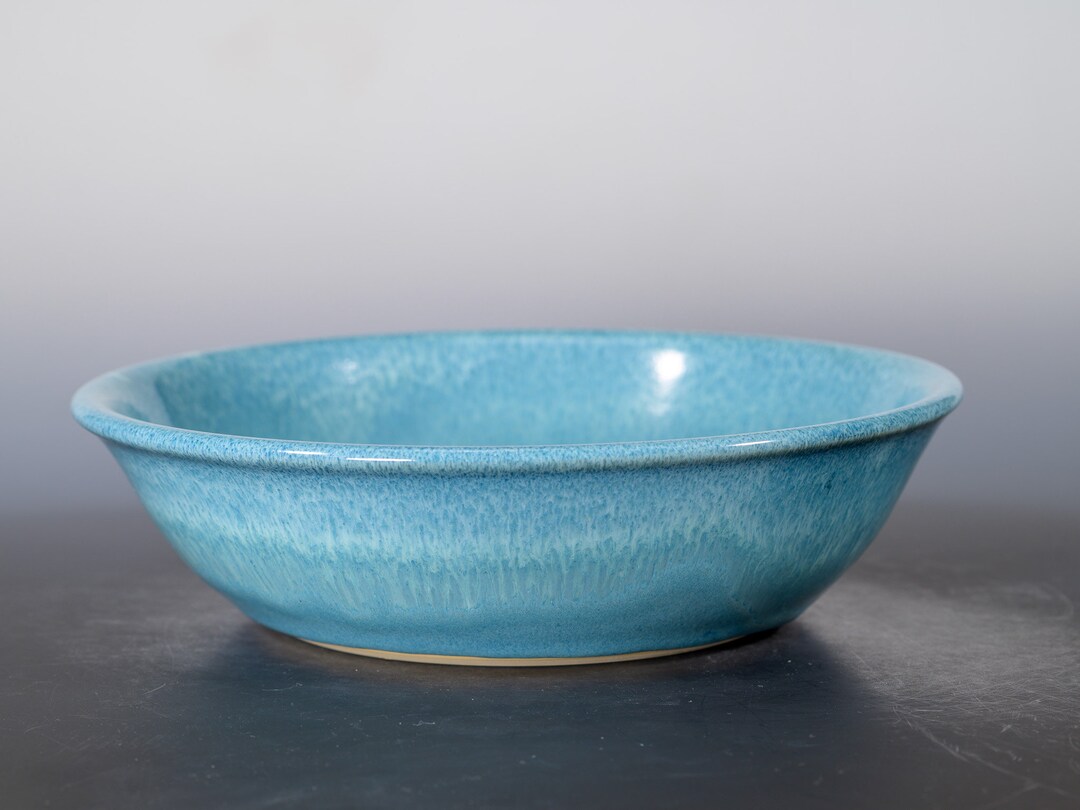 Ocean Blue Handmade Pottery Bowl Shallow Ceramic Dish Bowl Etsy