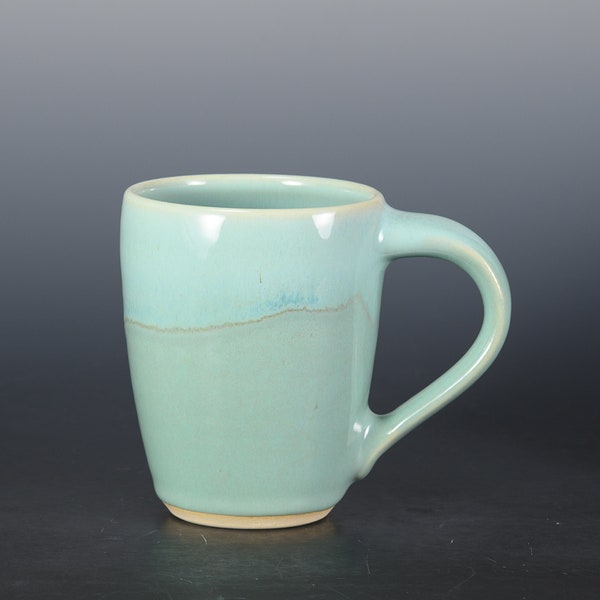 Sea Green 12 oz Handmade Ceramic Mug, Hand Thrown Pottery Coffee Mug