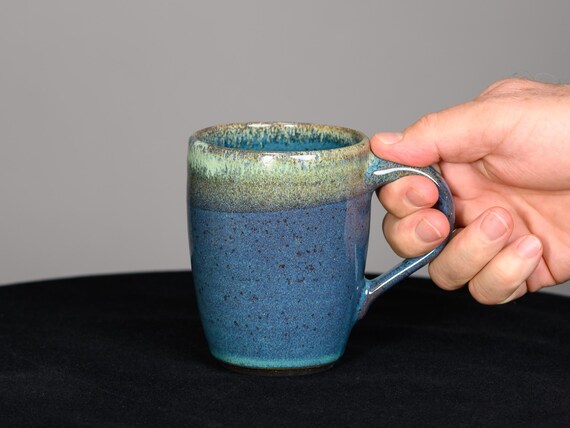 Handmade Ceramic Coffee Mug, 14 Oz Pottery Tea Cup - Deep Denim Blue Glaze  - Etsy
