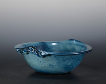 Deep Ocean Blue Pottery Bowl - Handmade Ceramic Bowl – Hand Thrown Pottery Stoneware Bowl - Decorative Bowl