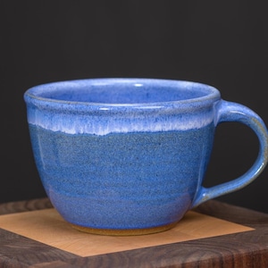 Soup Mug 24 oz, Ceramic Bowl with Handle for Soup or Ramen, Handmade Pottery for Everyday Use, Kitchen Gift Idea – Indigo Blue Glaze