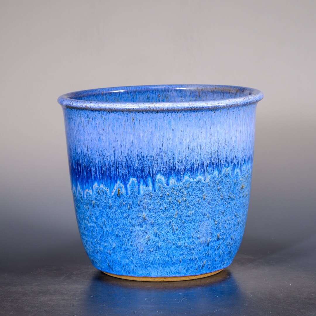 Indigo Blue Pottery Utensil Holder Handmade Ceramic Crock Etsy