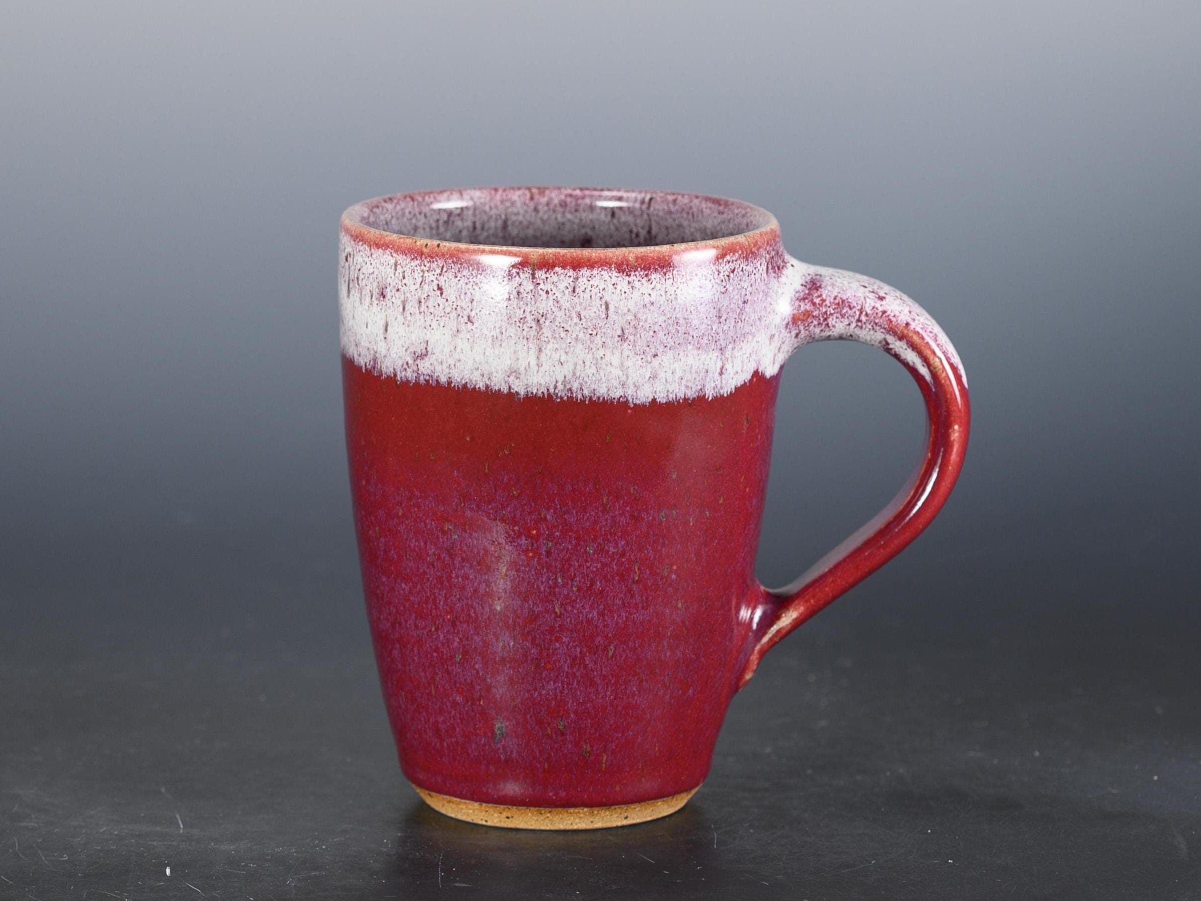 Handmade Ceramic Coffee Mug, 14 Oz Pottery Tea Cup - Ruby Red Glaze - Etsy