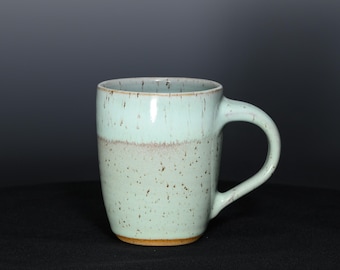 Handmade Pottery 12 oz  Coffee Mug, Ceramic  Tea Cup - Speckled Sea Green Glaze