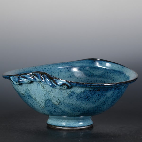 Deep Ocean Blue Pottery Bowl - Handmade Ceramic Bowl – Hand Thrown Pottery Stoneware Bowl - Decorative Bowl