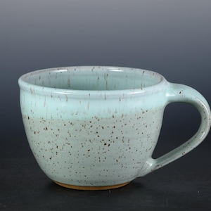 Soup Mug 26 oz, Ceramic Bowl with Handle for Soup, Chili, or Hearty Meals, Handmade Pottery Kitchen Gift Idea – Speckled Sea Green Glaze