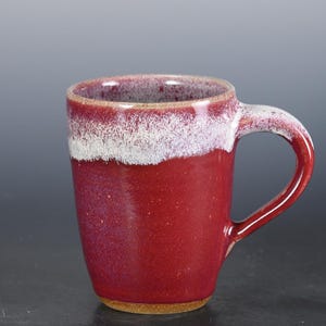 Handmade Pottery 12 oz  Coffee Mug, Ceramic  Tea Cup - Ruby Red Glaze