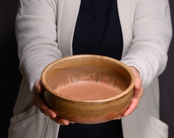 Rustic Brown Flat Bottom Pottery Bowl – Handmade Ceramic Bowl – Salad | Pasta | Vegetable Bowl