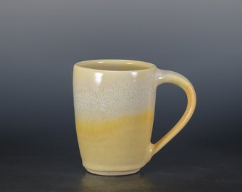 Lemon Cream 12 oz Handmade Ceramic Mug, Hand Thrown Pottery Coffee Mug