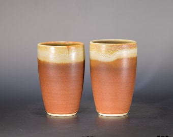 Nutmeg 18 oz Handmade Pottery Tumblers - Set of 2, Ceramic Wine Glass, Hand Thrown Pottery Drinking Cup