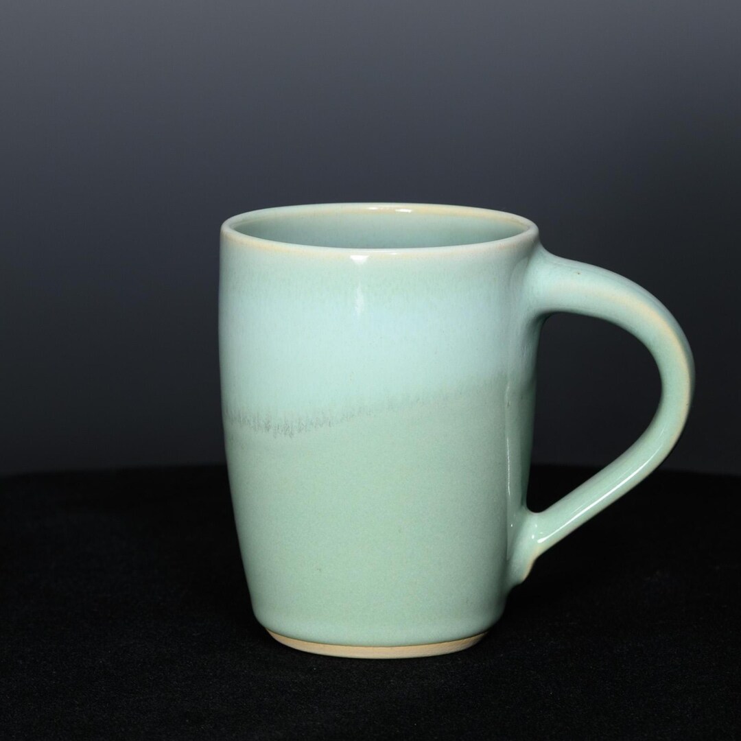 Handmade Pottery Mug, 10 Oz Ceramic Coffee or Tea Cup - Sea Green Glaze ...