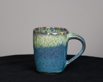 Handmade Pottery 12 oz  Coffee Mug, Ceramic  Tea Cup - Deep Denim Blue Glaze