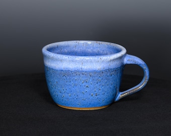 Handmade Ceramic Soup Mug, Indigo Blue Glaze Pottery Bowl, 22 oz