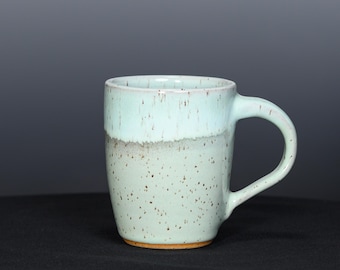 Handmade Pottery 12 oz  Coffee Mug, Ceramic  Tea Cup - Speckled Sea Green Glaze