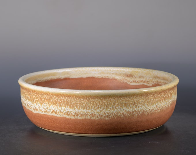 Nutmeg Flat Bottom Pottery Bowl Handmade Ceramic Bowl Salad Pasta