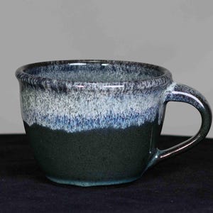 Soup Mug 24 oz, Ceramic Bowl with Handle for Soup or Ramen, Handmade Pottery for Everyday Use, Kitchen Gift Idea – Forest Green Glaze