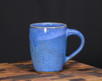 Handmade Pottery Mug, 12 oz Ceramic Coffee Cup, Unique Tea Drinkers Gift - Indigo Blue Glaze