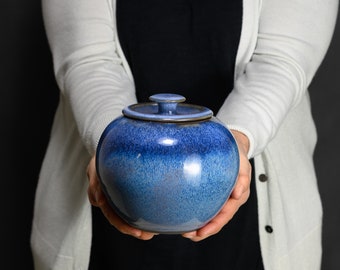 Indigo Blue Jar with Lid, Handmade Ceramic Canister, Decorative Container, Hand Thrown Storage Jar, Wheel Thrown Jar