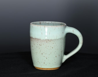 Handmade Pottery 12 oz  Coffee Mug, Ceramic  Tea Cup - Speckled Sea Green Glaze