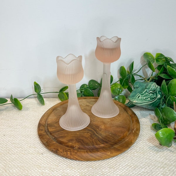 Frosted Glass Tulip Candle Holder Etsy