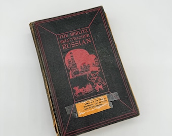 Vintage hardcover book, The BERLITZ SELF TEACHER - Russian, 1951.