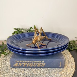 Set of three vintage oval Homer Laughlin Fiesta serving plates in Cobalt blue