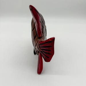 Hand Carved Wooden Fish Shelf Decor: Brown & Red Accent - Etsy