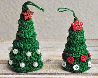 Green Christmas Tree - Christmas decorations - Snowy Christmas - Handmade Christmas Decoration - Knitting Christmas Toy - X-mas gift