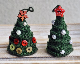 Dark Green Christmas Tree - Christmas decorations - Snowy Christmas - Handmade Christmas Decoration - Knitting Christmas Toy - X-mas gift