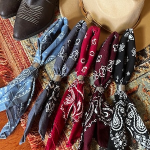 Bandana & Vintage Spoon Slide | Cotton Bandana | Bandana Slide | Scarf Slide