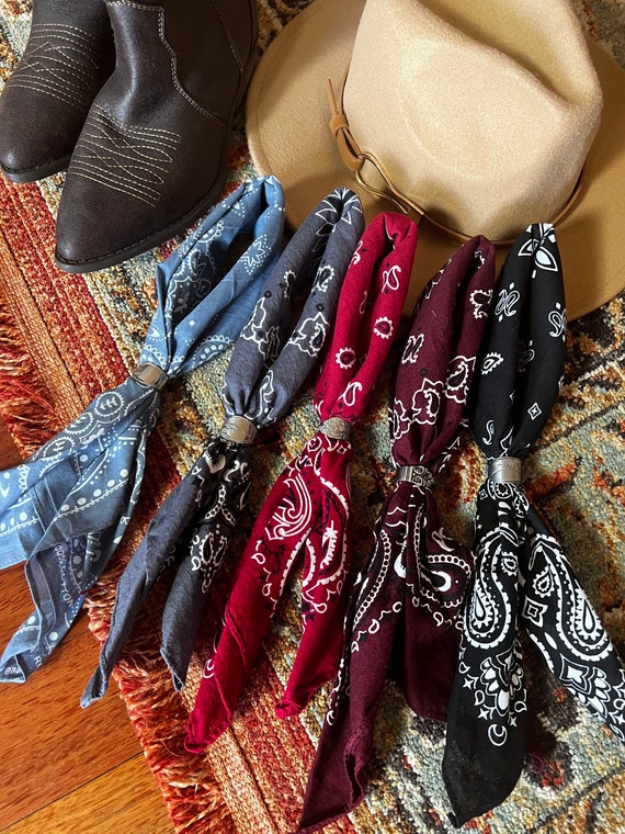 Bandana Slide with Cotton Bandana | Upcycled Vintage Spoon Ring, Scarf Accessory