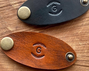 Monogram Leather Bandana Slide | Hand-Dyed Cowhide Scarf Ring