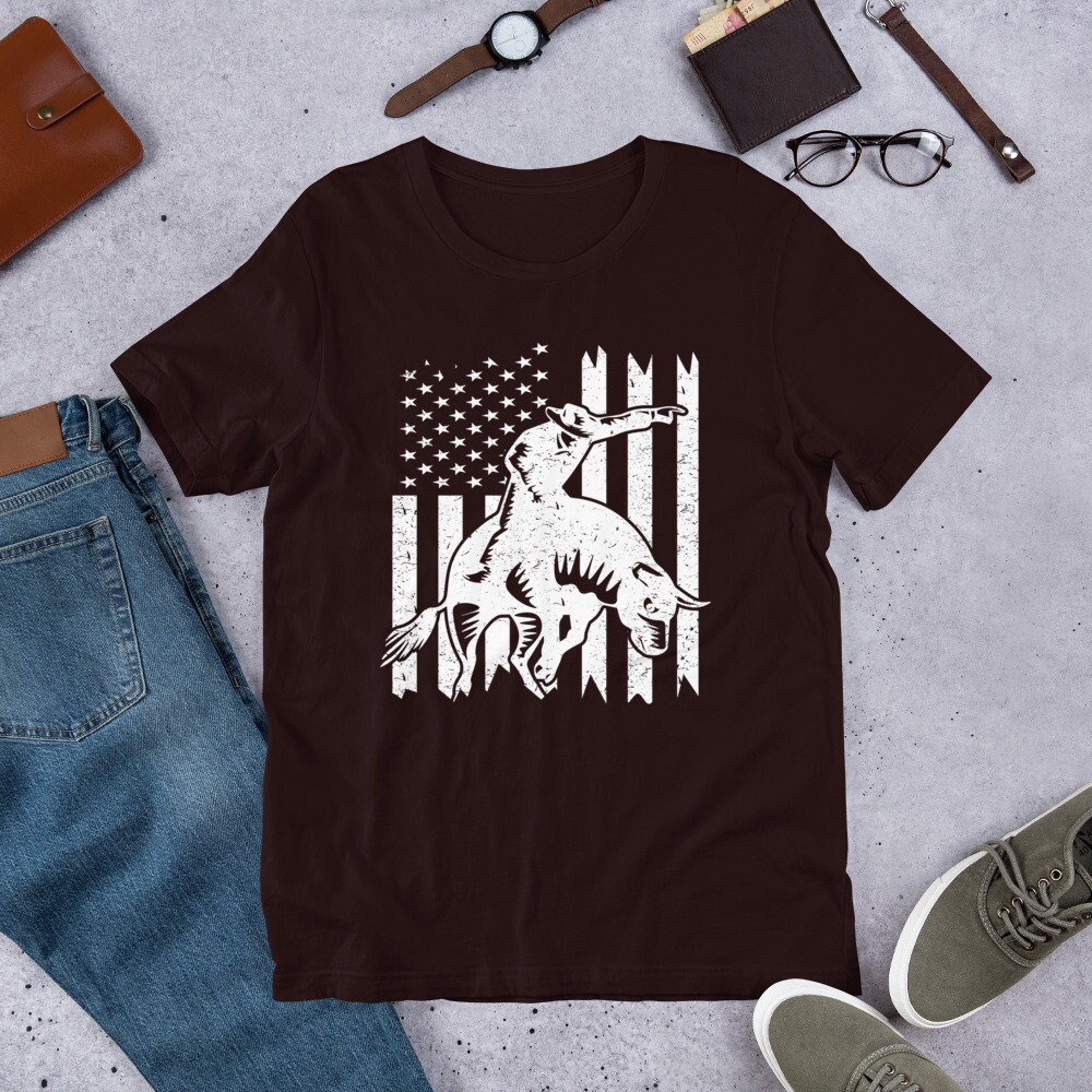 Bull Riding USA Flag T-shirt Bull Riding T Shirt L Bull - Etsy Canada