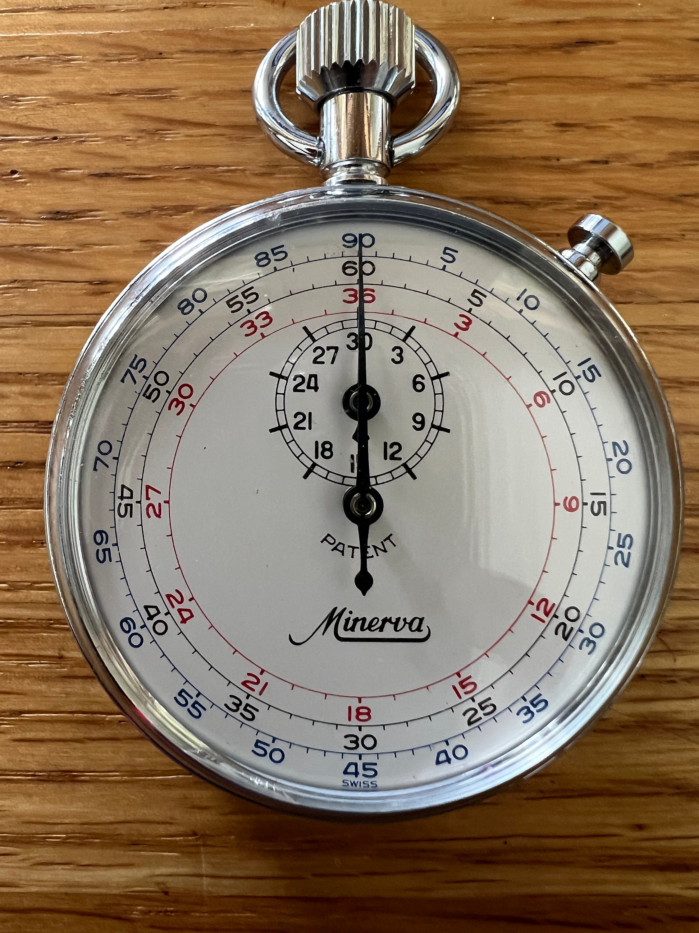 Minerva Stopwatch in Box, Vintage, Made in Switzerland, Numbered 106F