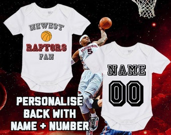 NBA Toronto Raptors Personalised BabyGrow OnePiece Bodysuit Vest
