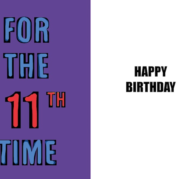 Funny 11th Birthday Card - Etsy