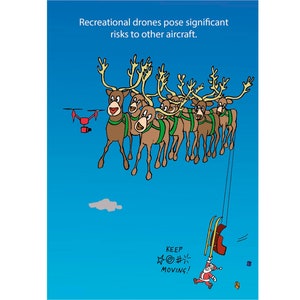 Cartão de Natal engraçado com drone – Entrega em domicílio do Papai Noel – Cartão de Natal com drone recreativo – Cartão de Natal divertido e espirituoso.