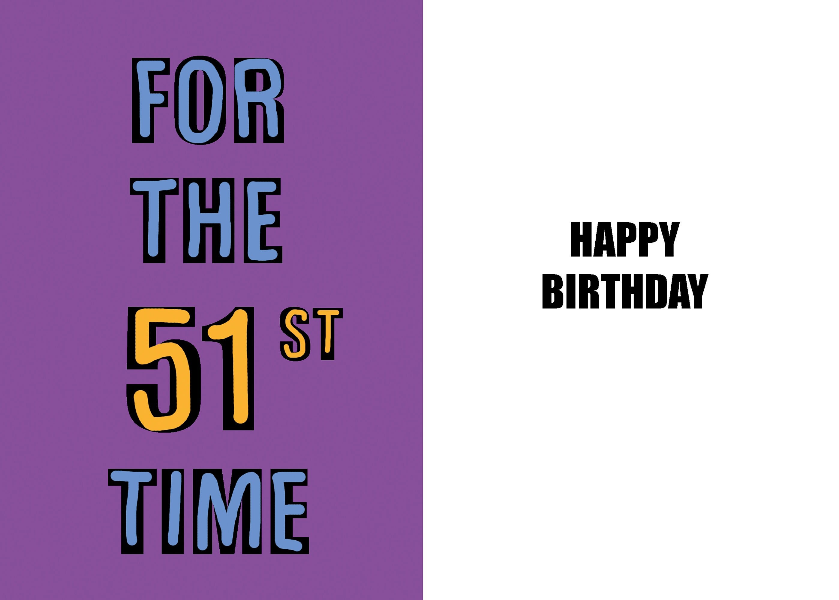 Happy 51st Birthday Funny 51st Birthday Card 51 Years Old - Etsy Israel