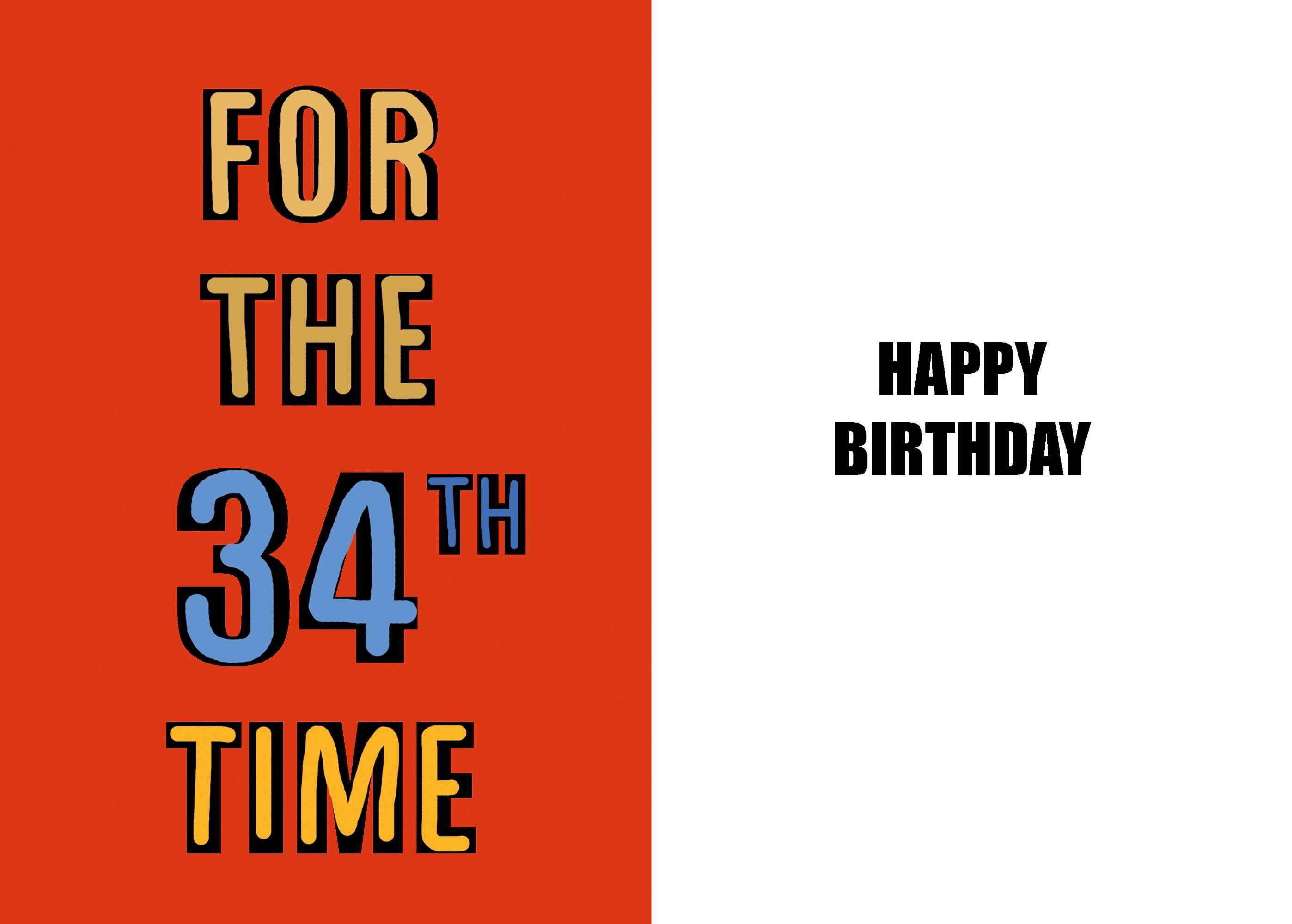 Happy 34th Birthday Funny 34th Birthday Card 34 Years Old - Etsy Israel