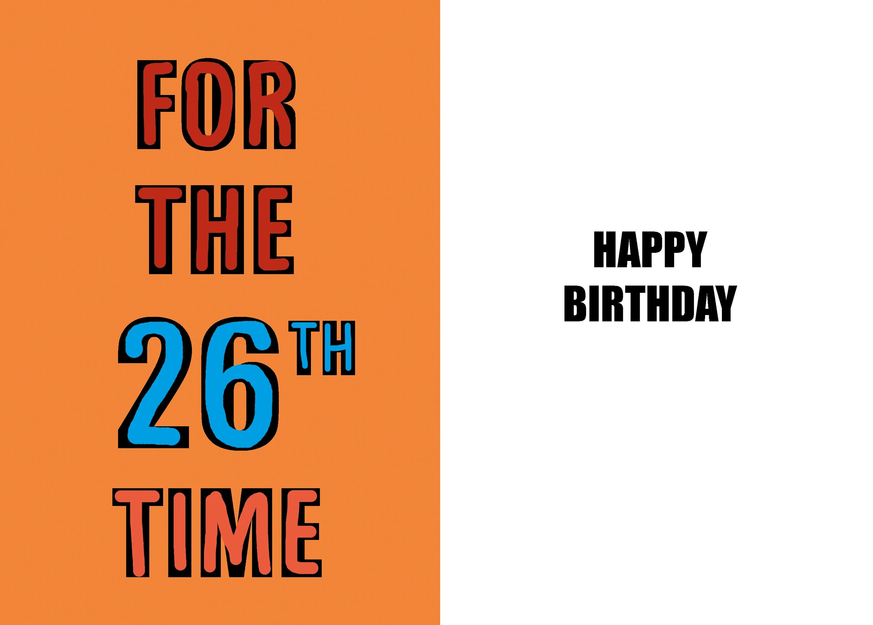 Happy 26th Birthday Funny 26th Birthday Card 26 Years Old - Etsy Happy 26th Birthday Funny 26th Birthday Card 26 Years Old - Etsy