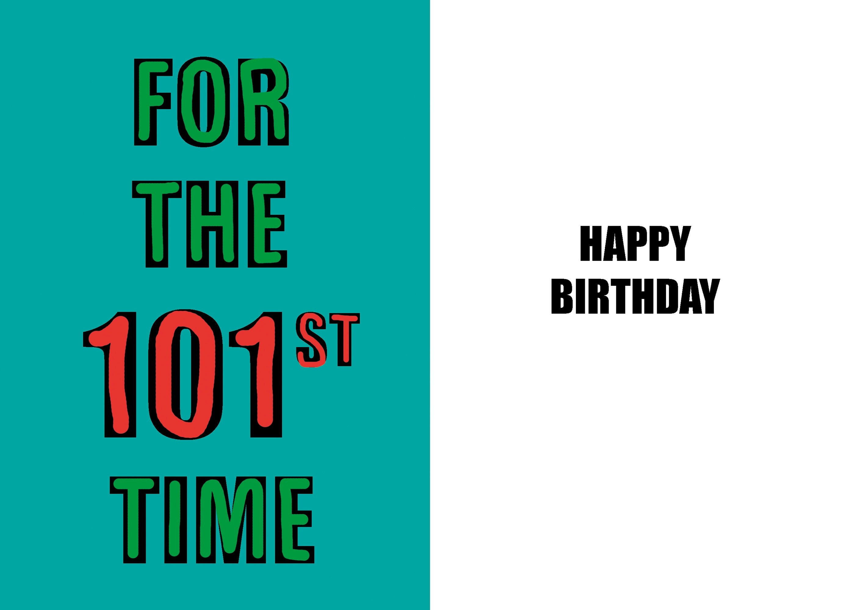 Happy 101st Birthday Centenarian Funny 101st Birthday Card 101 Years