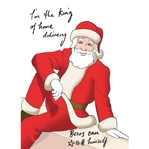 Cartão de Natal espirituoso - Jeff Bezos superado pelo Papai Noel. Bezos é o fundador da Amazon e dono do Washington Post.