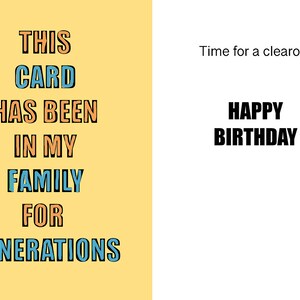 Originale biglietto d'auguri con un messaggio divertente e ironico all'interno.