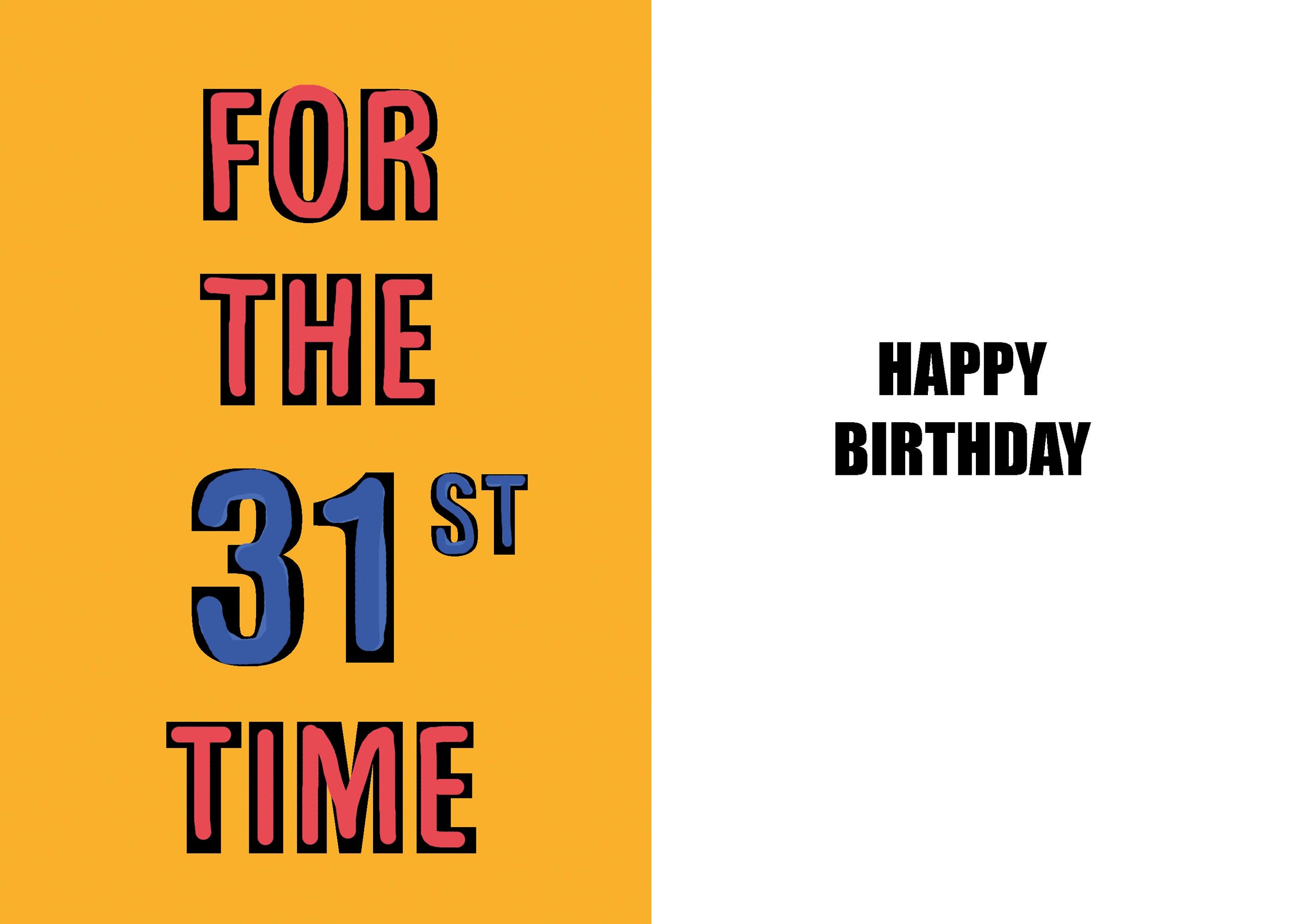 Buy Happy 31st Birthday Funny 31st Birthday Card 31 Years Old Online in India - Etsy