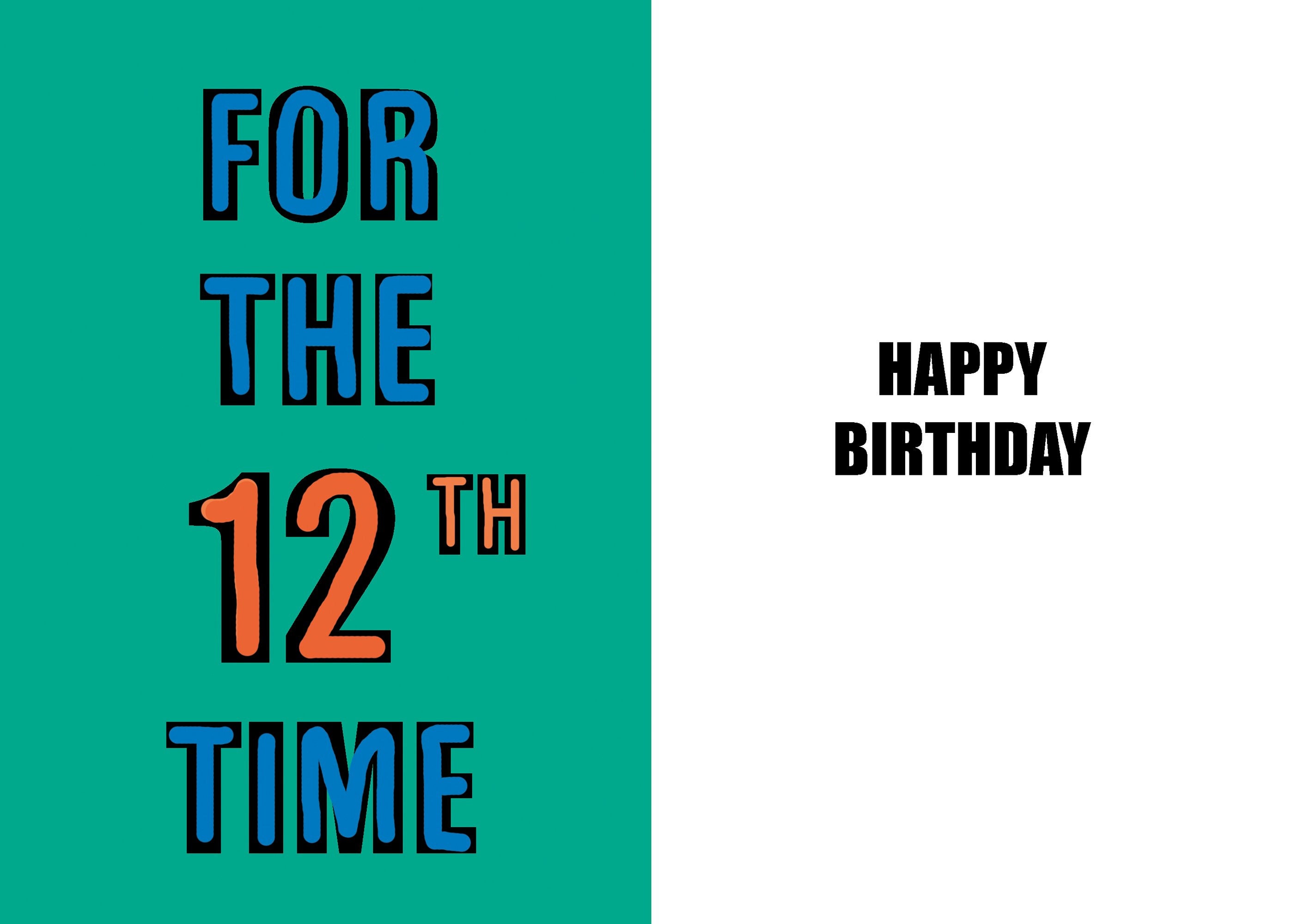 12° biglietto di compleanno per ragazzo o ragazza