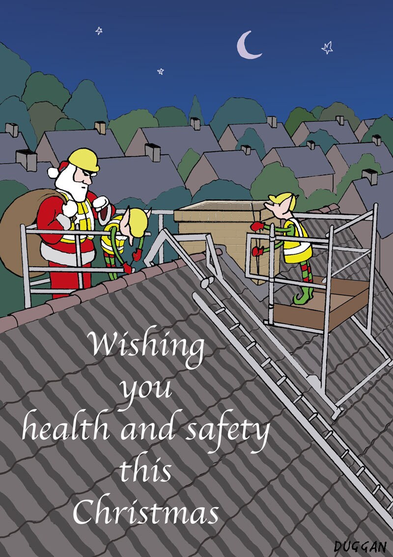 Funny Christmas Card. Health and Safety. Occupational Health. Christmas