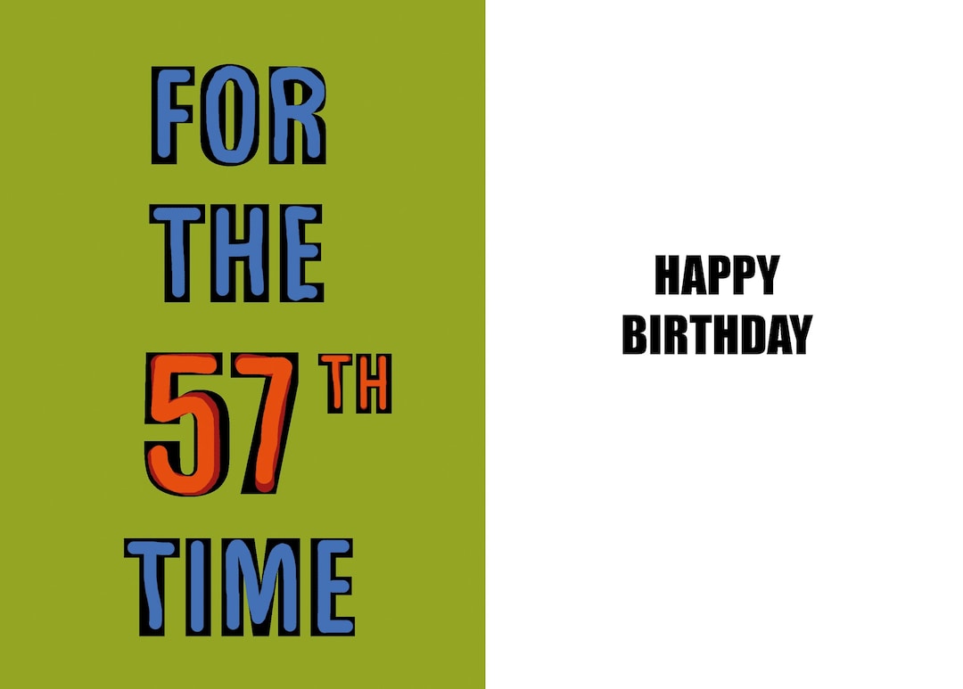 Happy 57th Birthday - Funny 57th Birthday Card - 57 Years Old - a Witty ...