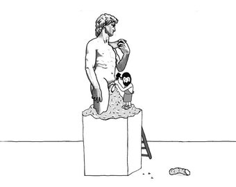 Very Funny, Intelligent Art History Greeting Card: Michelangelo carving David